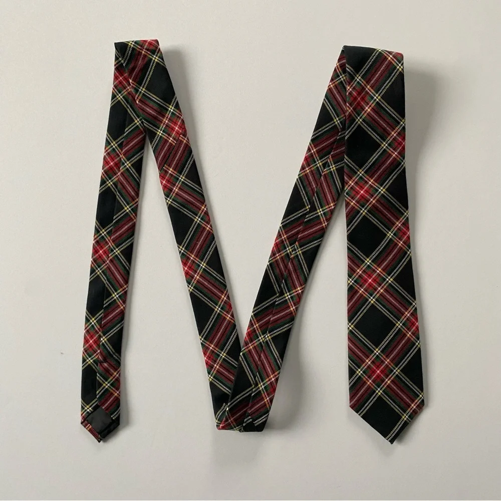 Crewcuts Tie Plaid Size 52” Age 10-17 Boys Preppy Black Green Red EUC Worn 1X